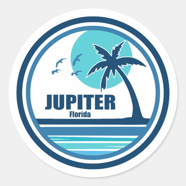 Jupiter Florida Palm Tree Birds Runder Aufkleber (Vorderseite)