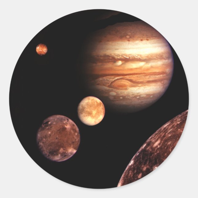 Jupiter Galilean Moons Space & Astronomie Geschenk Runder Aufkleber (Vorderseite)