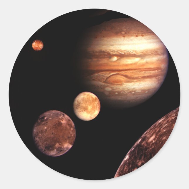 Jupiter Galilean Moons Space & Astronomie Geschenk Runder Aufkleber (Vorderseite)