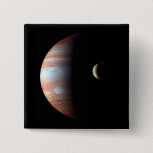 Jupiter Gas Giant Planet & Io Galilean Moon Button