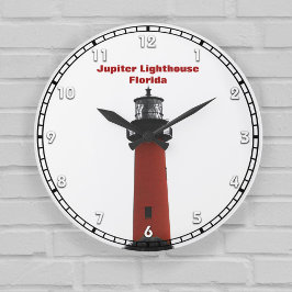 Jupiter Lighthouse Florida Red Black and White Große Wanduhr