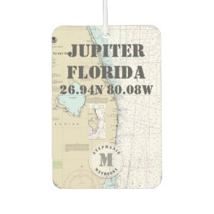 Jupiter Palm Beach Florida Nautic Chart Monogram Autolufterfrischer