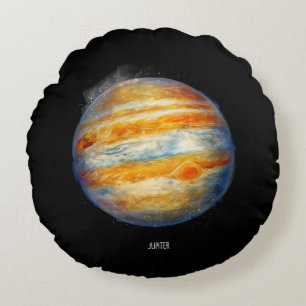 Jupiter Planet Artwork - Cosmic Space Illustration Rundes Kissen