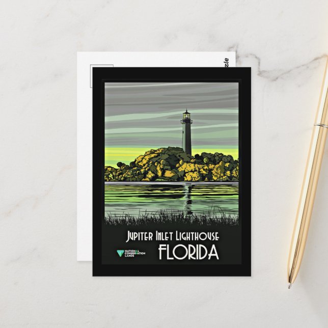 Jupiter, Reiseplakat aus Florida Postkarte (Vorderseite/Rückseite Beispiel)