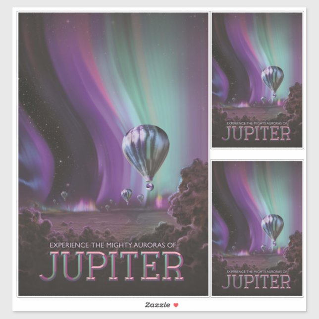 Jupiter Travel by Hot Air Ballon Bighty Auroras Aufkleber (Blatt)
