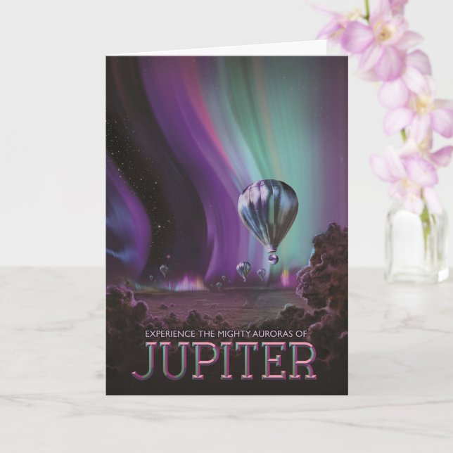 Jupiter Travel by Hot Air Ballon Bighty Auroras Karte (Orchidee)