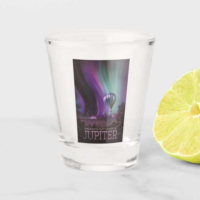 Jupiter Travel by Hot Air Ballon Bighty Auroras Schnapsglas (Vorderseite)