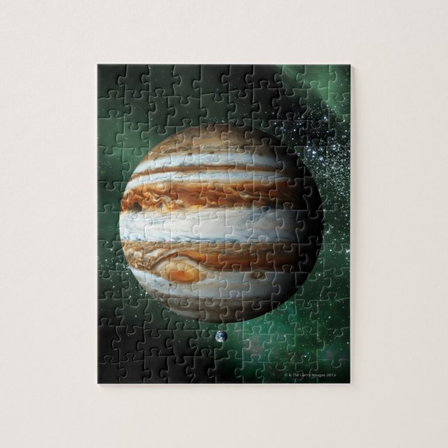 Jupiter und Erdvergleich (Vertikal)