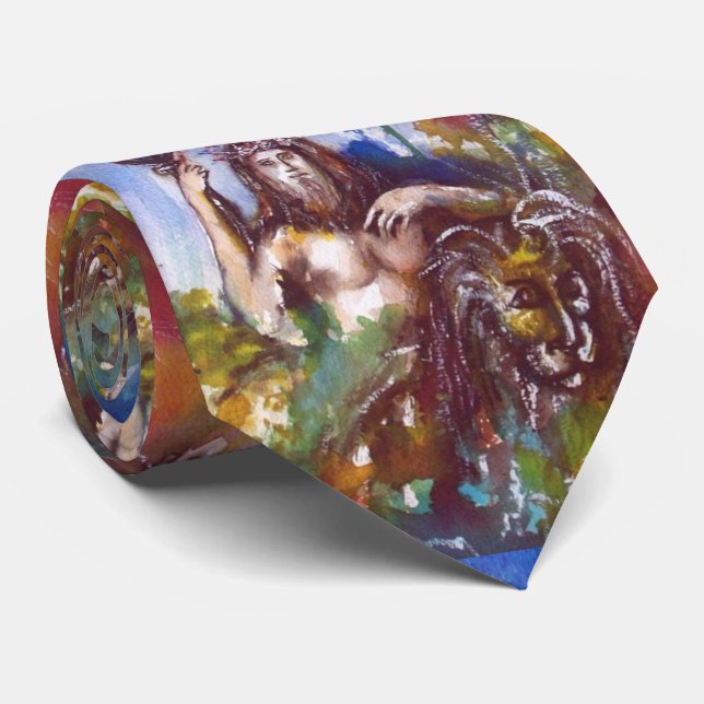 JUPITER UND LION Griechische Mythologie Blue Brown Krawatte (Gerollt)