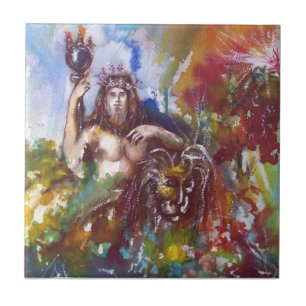 JUPITER UND LION , rot-weiß-braun Fliese