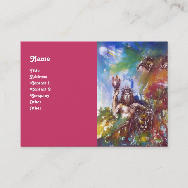 JUPITER UND LION , rot-weiß-braun Visitenkarte (Vorderseite)