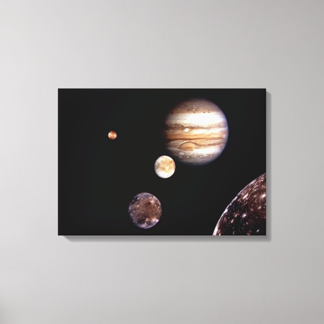 Jupiter und seine Monde Leinwanddruck (Vorderseite)