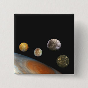 Jupiter und Vier Monde Galiläa Satellites Button