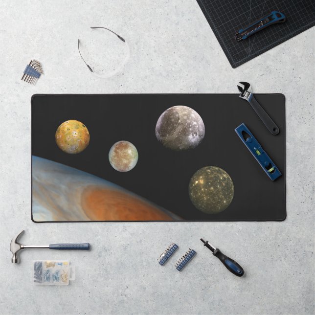 Jupiter und Vier Monde Galiläa Satellites Schreibtischunterlage (Arbeitsplatz)