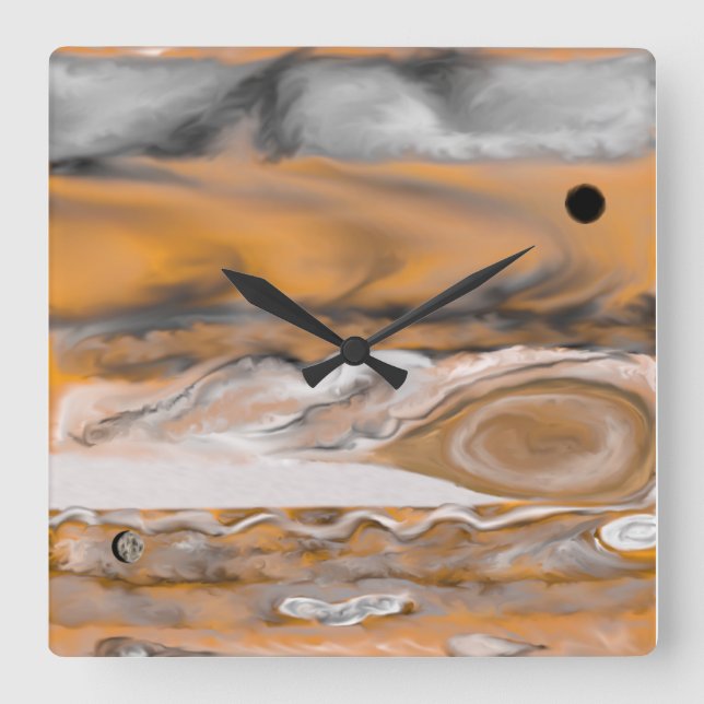 Jupiter Wall Clock Quadratische Wanduhr (Vorderseite)