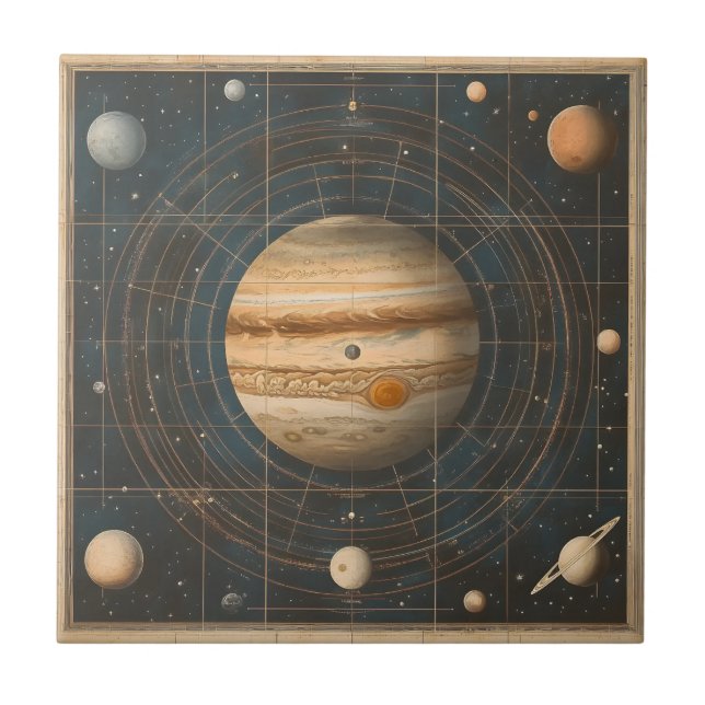 Jupiter-zentrierte Celestial Chart Design Fliese (Vorderseite)