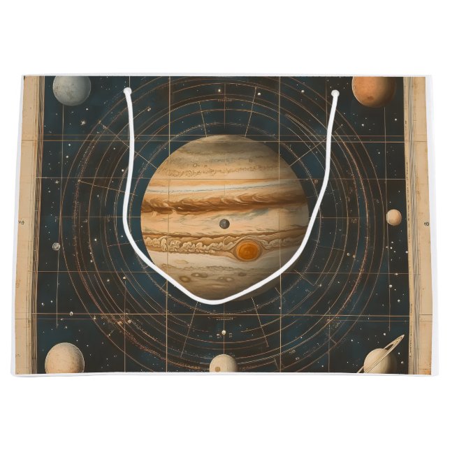 Jupiter-zentrierte Celestial Chart Design Große Geschenktüte (Vorderseite)