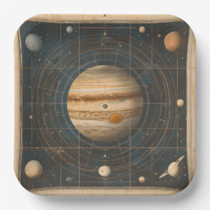 Jupiter-zentrierte Celestial Chart Design Pappteller