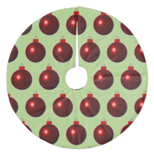 Jupon De Sapin En Molleton Boules Rouges Brillantes Décorations de Noël Joyeu