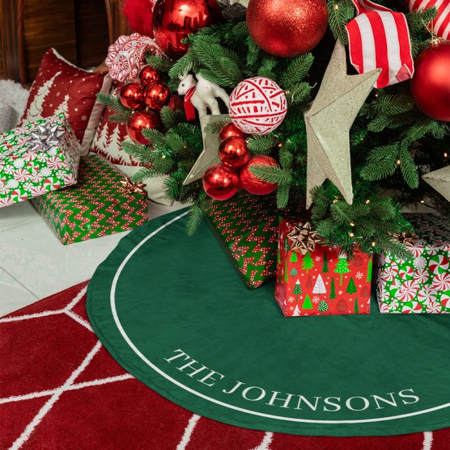 Jupon De Sapin En Molleton Chasseur personnalisé vert (Personalized Hunter Green Fleece Tree Skirt)