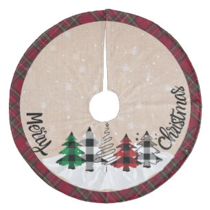 Jupon De Sapin En Molleton Ferme rustique Burlap Buffalo Plaid Christmas