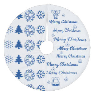 Jupon De Sapin En Molleton Joyeux Noël Collage bleu