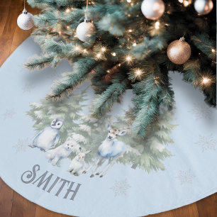 Jupon De Sapin En Molleton Jupe d'arbre animal en bois bleu clair
