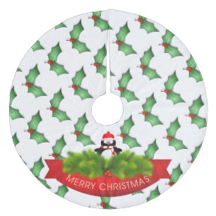 Jupon De Sapin En Molleton Jupe d'arbre de Noël/pingouins et fosses