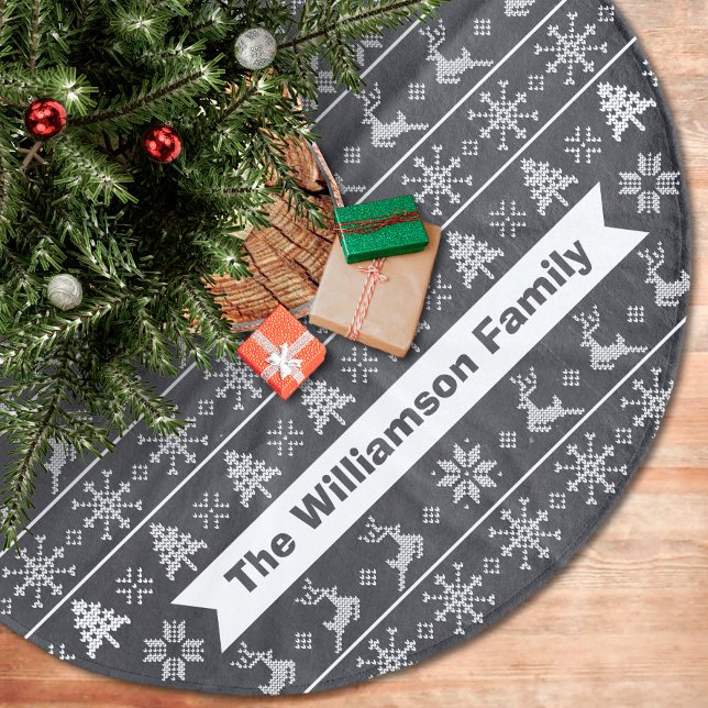 Jupon De Sapin En Molleton Moderne Nordic Knit Ugly Sweater Chalkboard (Créateur téléchargé)