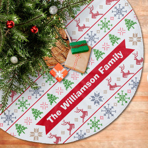 Jupon De Sapin En Molleton Monogramme moderne Nordic Knit Ugly Sweater rouge 