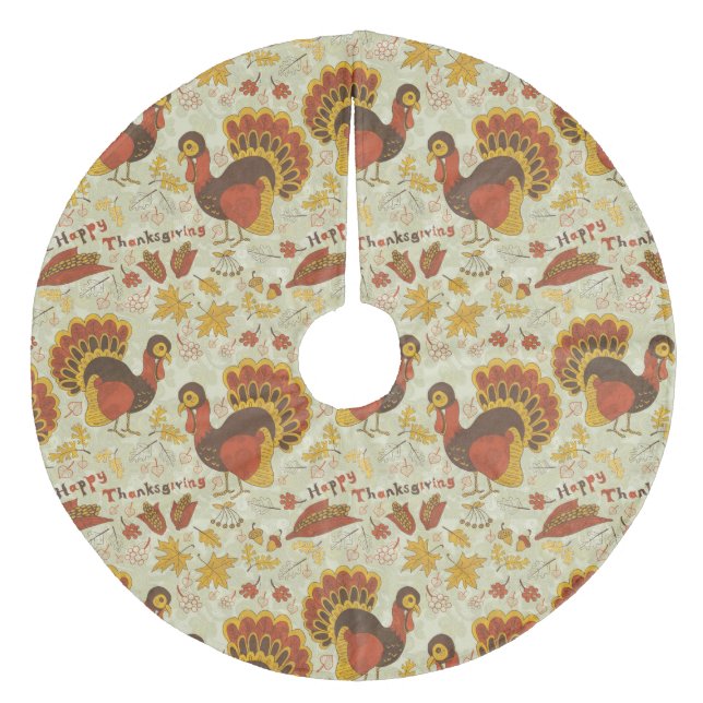 Jupon De Sapin En Molleton Motif d'automne d'automne de thanksgiving de la (Devant)