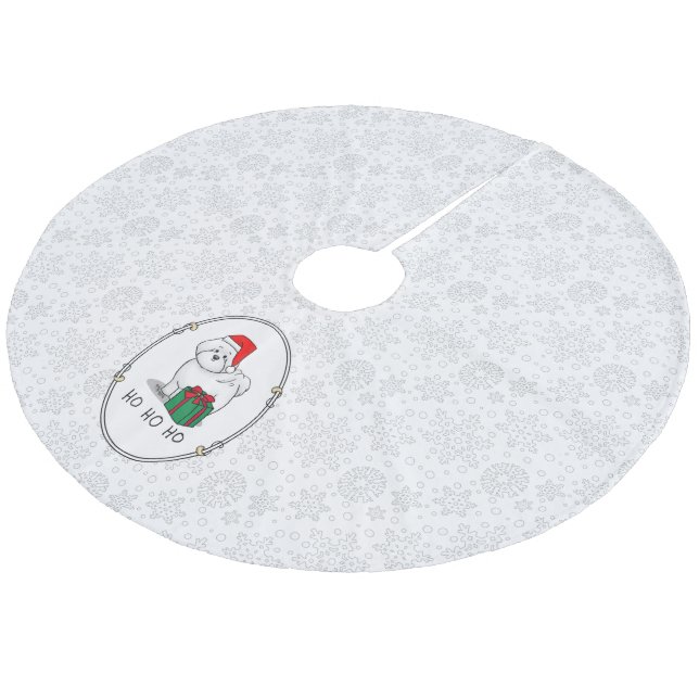 Jupon De Sapin En Molleton Noël Père Noël Bichon Frise Chien mignonne (Angle)