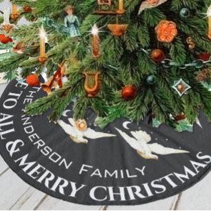 Jupon De Sapin En Molleton White Dove Stars Crescent Lune Noël