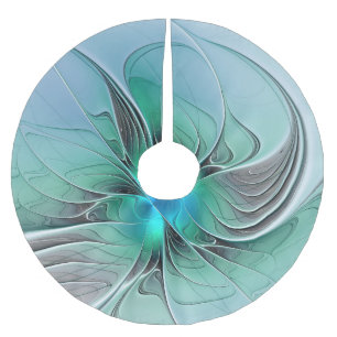 Jupon De Sapin En Polyester Brossé Abstrait De Bleu, Art Fractal Moderne