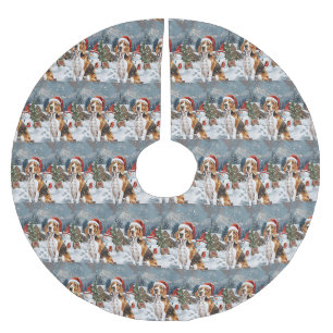Jupon De Sapin En Polyester Brossé American English Foxhound Chien hiver Noël Joie