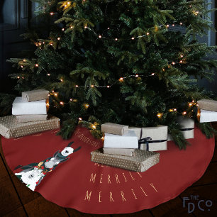 Jupon De Sapin En Polyester Brossé Amusants Festif Rouge Chic Cute âne Llama mouton