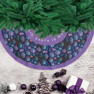 Jupon De Sapin En Polyester Brossé Amusants Moderne Purple Noël Nuit de Saison Saluta