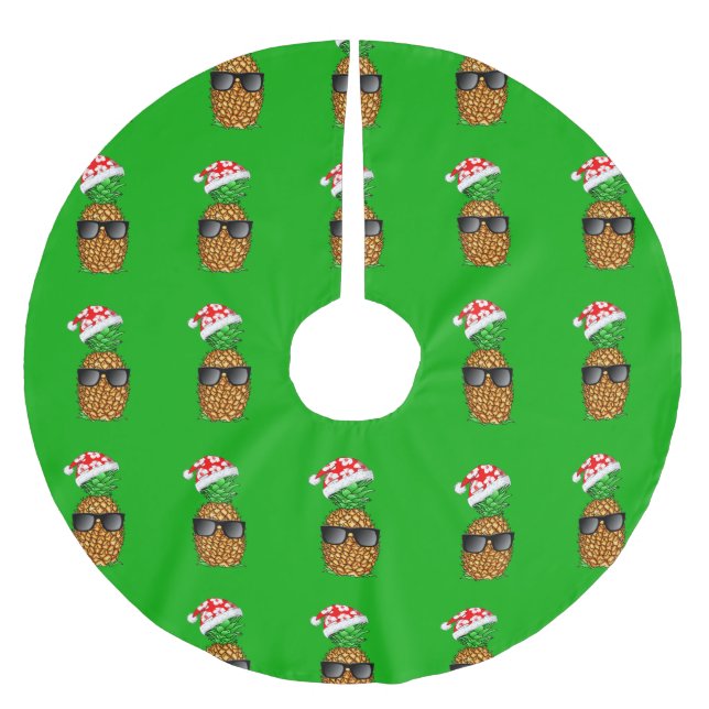 Jupon De Sapin En Polyester Brossé Ananas du père noël (Devant)
