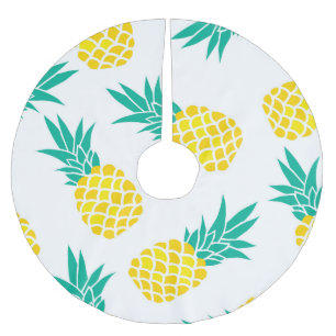 Jupon De Sapin En Polyester Brossé Ananas Exotiques : Jaune Délice.