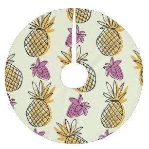 Jupon De Sapin En Polyester Brossé Ananas, fraise design textile vintage.