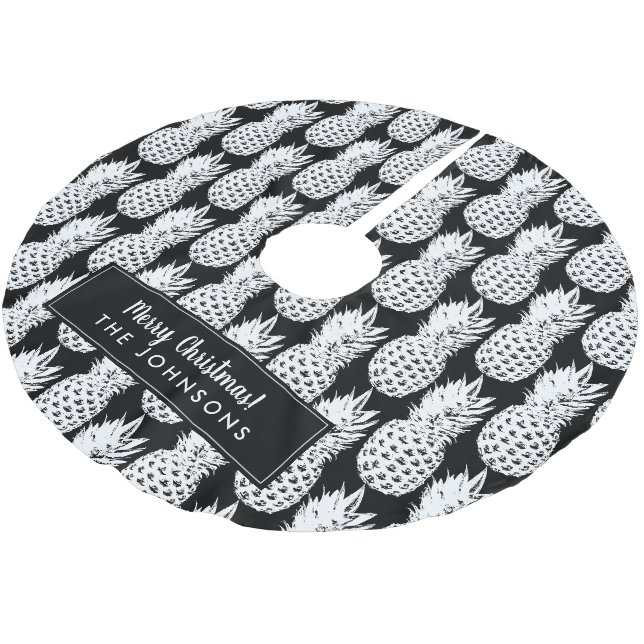 Jupon De Sapin En Polyester Brossé Ananas personnalisé motif Noël (Angle)