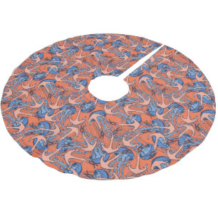 Jupon De Sapin En Polyester Brossé Ancre Et Motif De Méduses