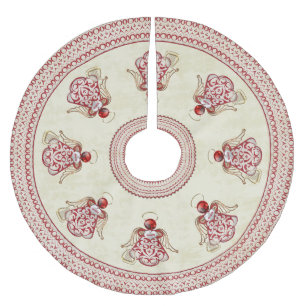 Jupon De Sapin En Polyester Brossé Ange de Noël d'or de la chanson Red Filigree