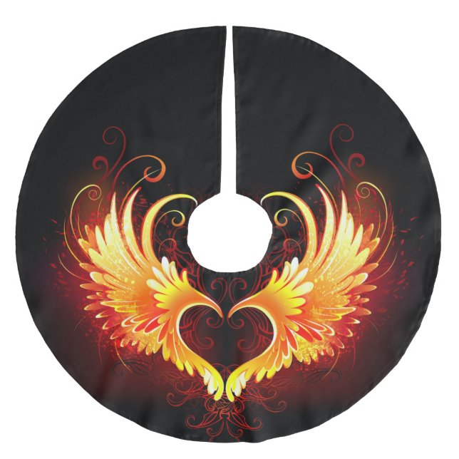 Jupon De Sapin En Polyester Brossé Angel Fire Heart with Wings (Devant)