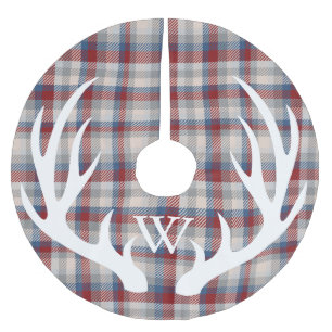 Jupon De Sapin En Polyester Brossé Antlers de cerfs blancs Monogramme à plis de baies