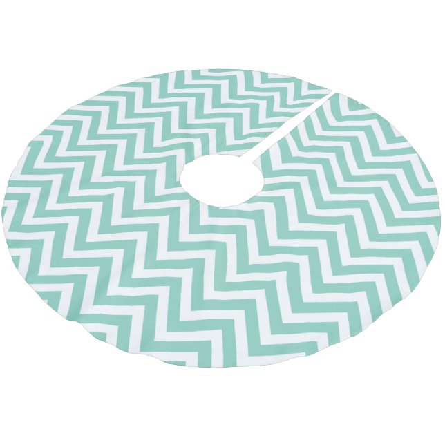 Jupon De Sapin En Polyester Brossé Aqua Chevron (Angle)