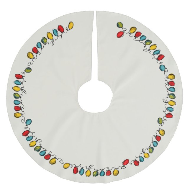 Jupon De Sapin En Polyester Brossé Aquarelle colorée Lumières à cordes de Noël (Devant)