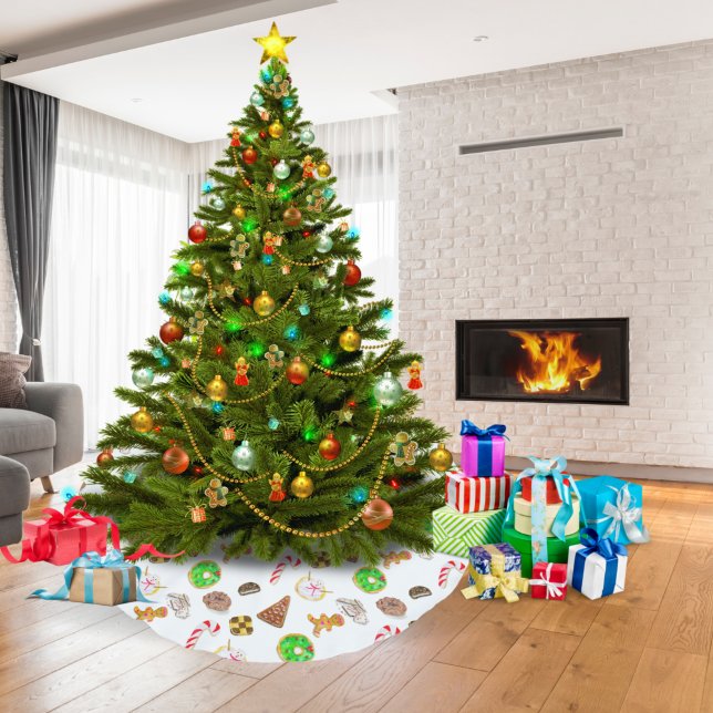 Jupon De Sapin En Polyester Brossé Aquarelle Cookies de Noël (Créateur téléchargé)