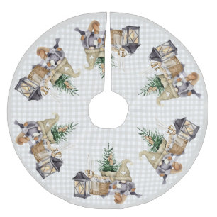 Jupon De Sapin En Polyester Brossé Aquarelle de Noël Agritourisme BOHO Gnomes