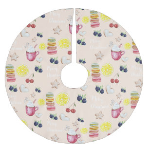 Jupon De Sapin En Polyester Brossé Aquarelle de pain d'épices de cacao chaud